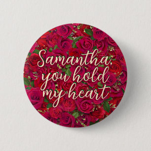 Valentine's Day Red Roses Custom Message Button