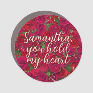 Valentine's Day Red Roses Custom Message  Car Magnet