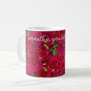 Valentine's Day Red Roses Custom Message  Coffee Mug