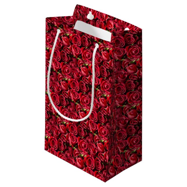 Valentine's Day Red Roses Small Gift Bag (Front Angled)