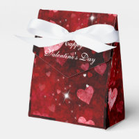 Valentine's Day, Red Satin, Hearts and Sparkle, Favor Box
