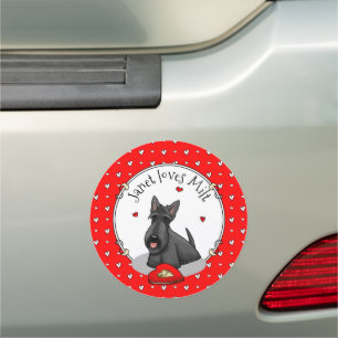 Valentine's Day (red) Scottie Dog (black) Cute Car Magnet