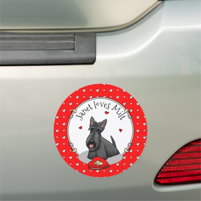 Valentine's Day (red) Scottie Dog (black) Cute Car Magnet (In Situ)