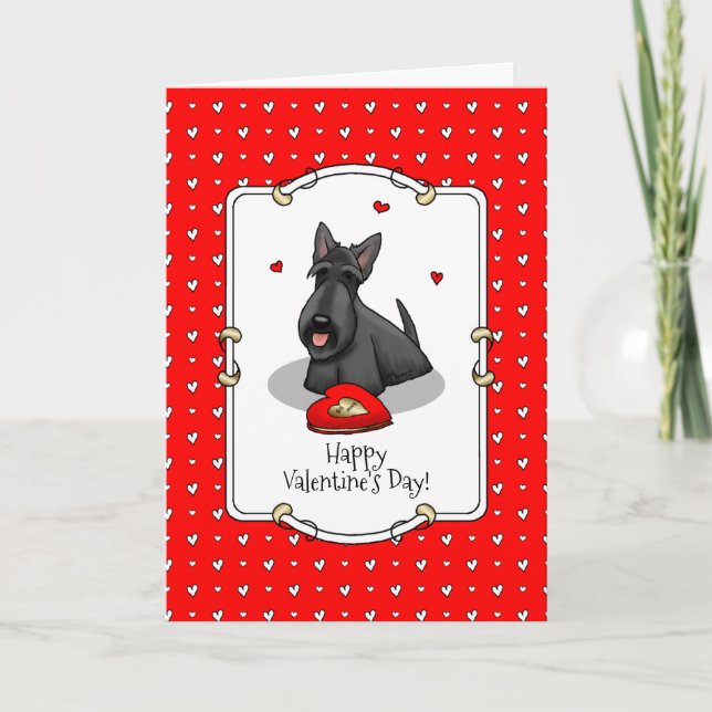 Valentine's Day (red) Scottie Dog (black) Cute Card (Front)