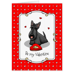 Valentine's Day (red) Scottie Dog (black) Cute Card