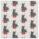 Valentine's Day (red) Scottie Dog (black) Cute Fabric