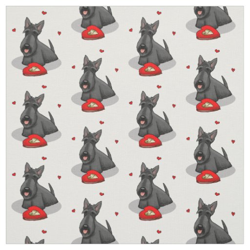 Valentine's Day (red) Scottie Dog (black) Cute Fabric