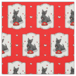 Valentine's Day (red) Scottie Dog (black) Cute Fabric