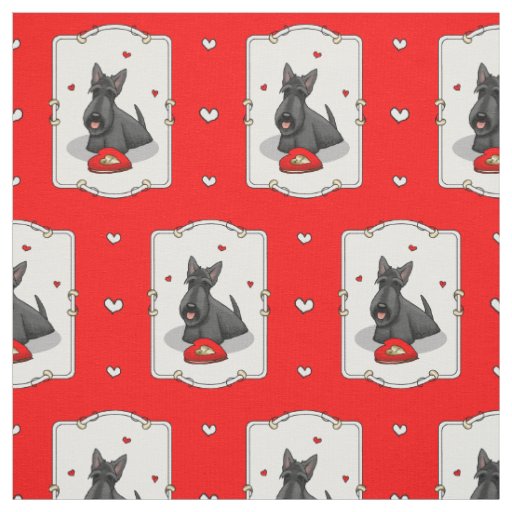 Valentine's Day (red) Scottie Dog (black) Cute Fabric