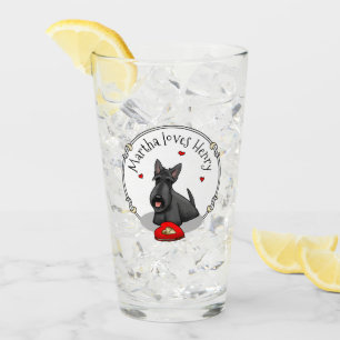 Valentine's Day (red) Scottie Dog (black) Cute Glass