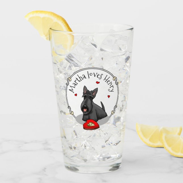 Valentine's Day (red) Scottie Dog (black) Cute Glass (Front Ice)