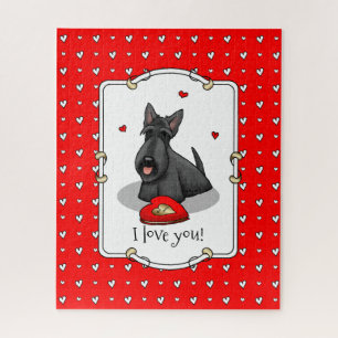 Valentine's Day (red) Scottie Dog (black) Cute Jigsaw Puzzle