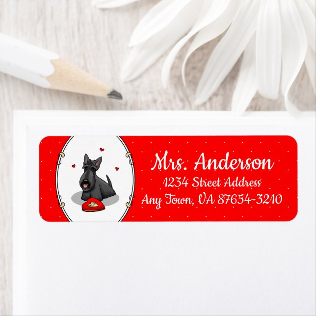 Valentine's Day (red) Scottie Dog (black) Cute Label (Insitu)