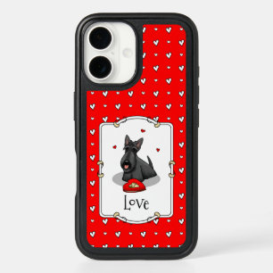 Valentine's Day (red) Scottie Dog (black) Cute iPhone 16 Case