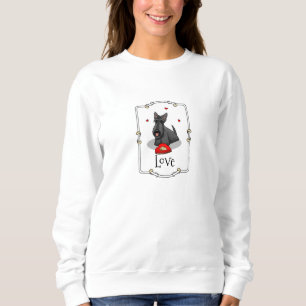 Valentine's Day (red) Scottie Dog (black) Cute Sweatshirt