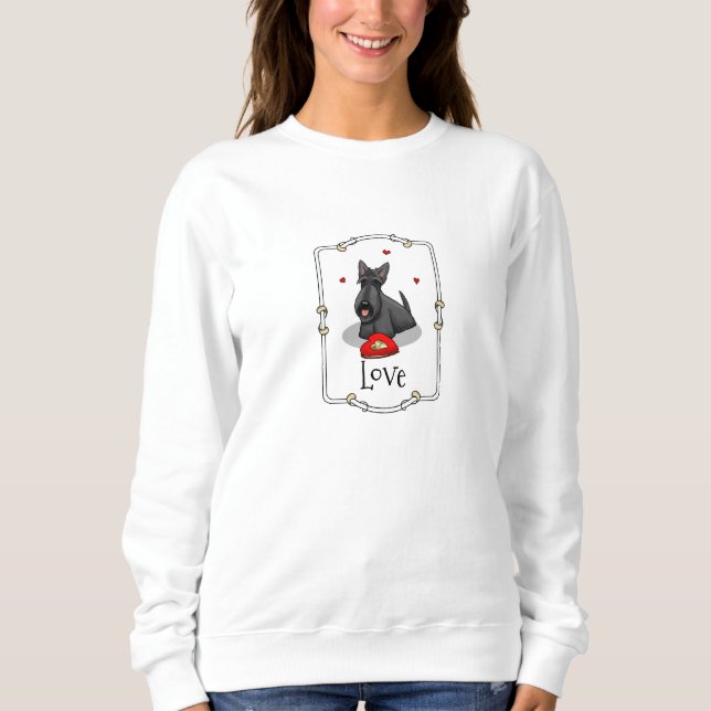 Valentine's Day (red) Scottie Dog (black) Cute Sweatshirt (Front)