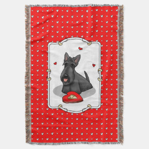 Valentine's Day (red) Scottie Dog (black) Cute Throw Blanket