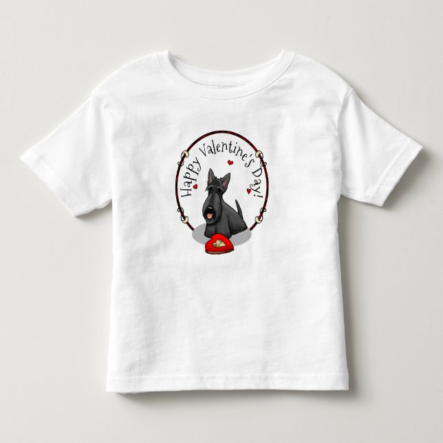 Valentine's Day (red) Scottie Dog (black) Cute Toddler T-shirt (Front)