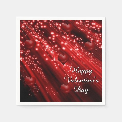 Valentines Day Red Sparkle Hearts Napkins