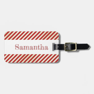 Valentines Day Red Stripes travel luggage tag