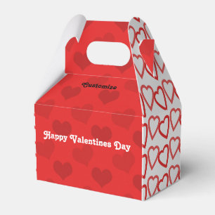 Valentines Day Red & White Hearts Favor Box