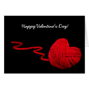 Valentine's Day Red Yarn Heart Cards