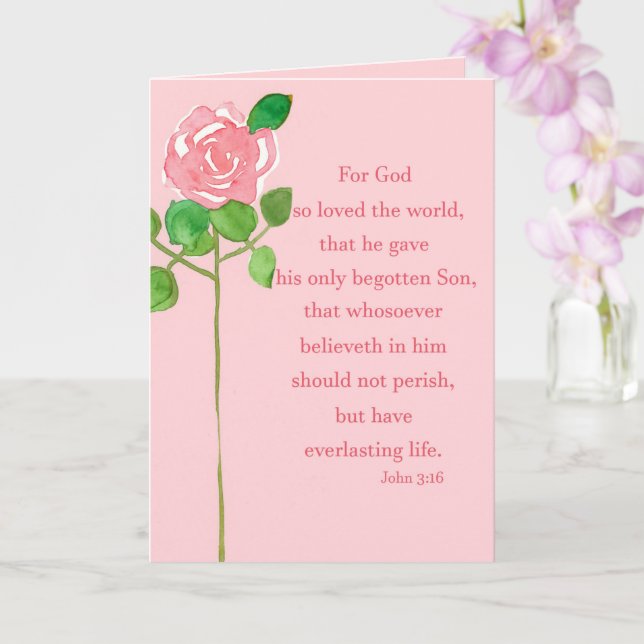 Valentine's Day Religious John Bible Verse Roses Card (Orchid)