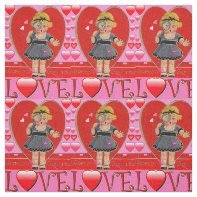 Valentine's Day Retro Art Fabric - Cotton & Linen (Swatch)