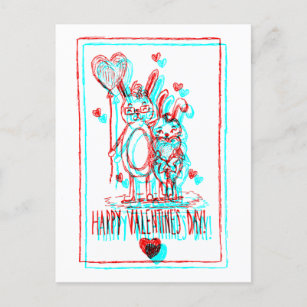 Valentine's Day Retro Glitch Holiday Card