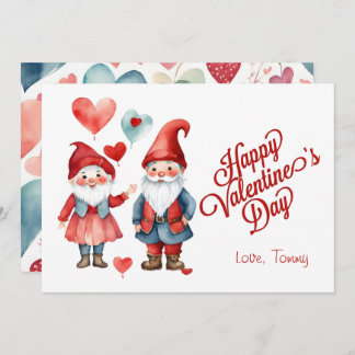 Valentine's Day Retro Gnome Watercolor Photo Card