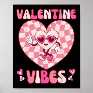 Valentines Day Retro Groovy Valentine Vibes Tees Poster