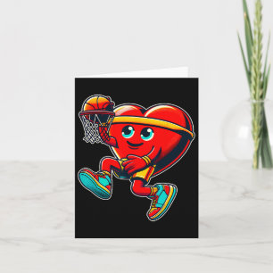 Valentine's Day Retro Heart Sketll Player Slam Dun Card
