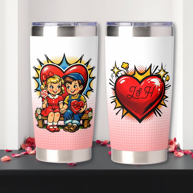 Valentine's Day | Retro Pop Art  Personalized Insulated Tumbler (Creator Uploaded)