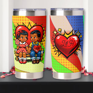 Valentine's Day   Retro Pop Art  Personalized Insulated Tumbler