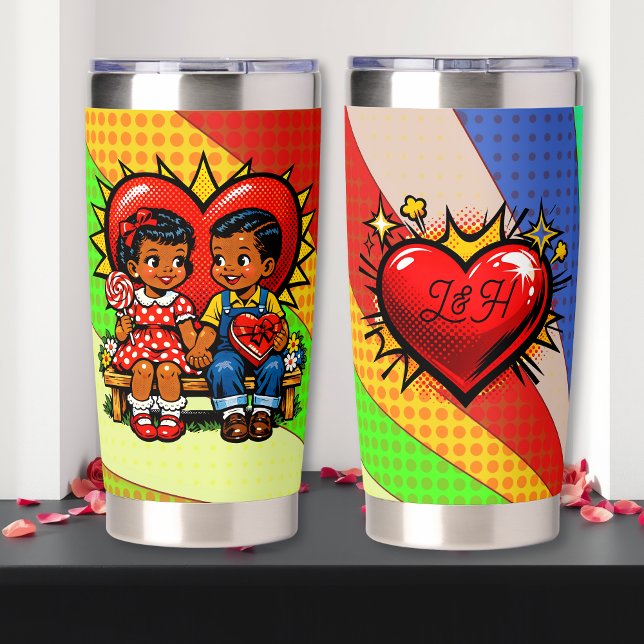 Valentine's Day | Retro Pop Art  Personalized Insulated Tumbler (Creator Uploaded)