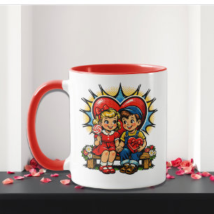 Valentine's Day Retro Pop Art Personalized Mug