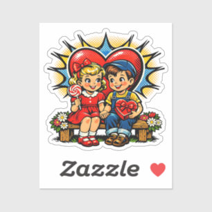 Valentine's Day   Retro Pop Art Vintage Sticker