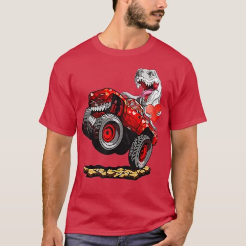 Valentines Day  Rex Riding Monster ruck Funny oddl T_Shirt