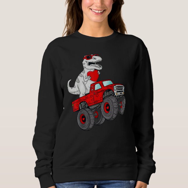 Valentines Day Rex Riding Monster Truck  Toddler B Sweatshirt (Front)