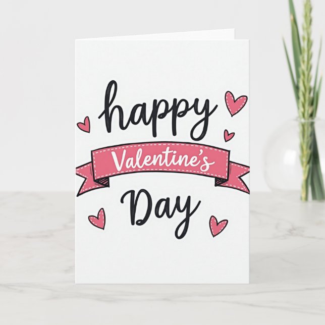 Valentines Day Ribbon Banner Card (Front)