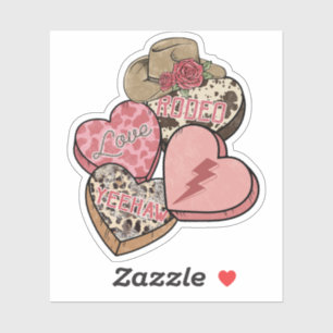 Valentine's Day Rodeo Love Hearts Western Sticker