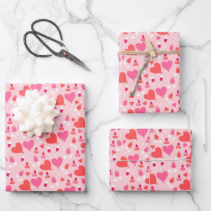 Valentine's Day Romance Heart Shaped Balloons Wrapping Paper Sheets