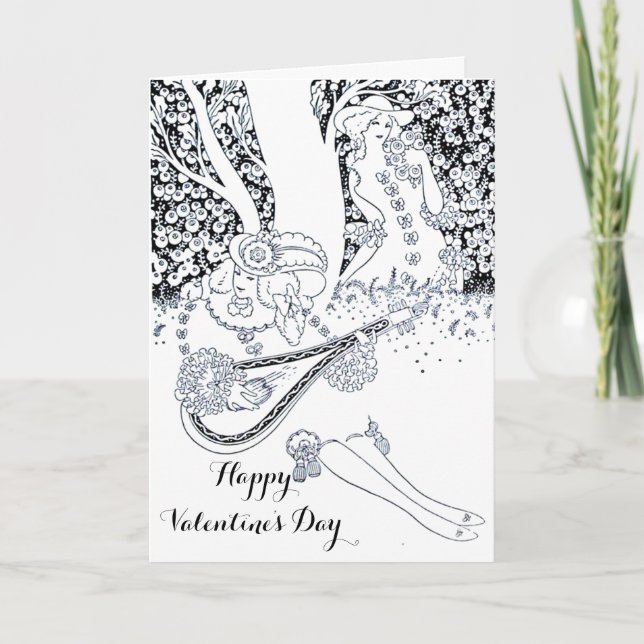 VALENTINE'S DAY ROMANCE,ROMANTIC LOVERS IN NATURE HOLIDAY CARD (Front)