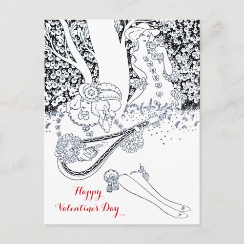 VALENTINES DAY ROMANCEROMANTIC LOVERS IN NATURE HOLIDAY POSTCARD
