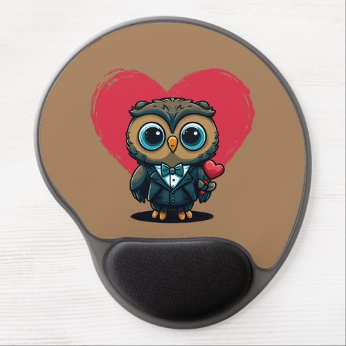 Valentines Day Romance with Adorable Owl Groom Gel Mouse Pad