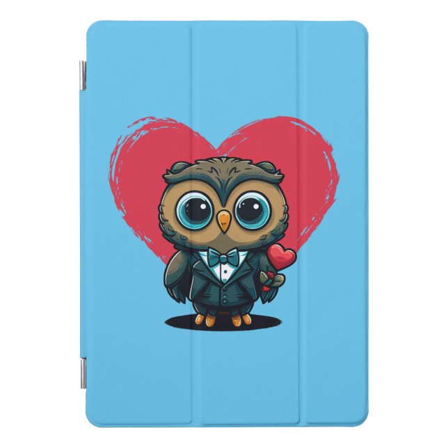 Valentine's Day Romance with Adorable Owl Groom iPad Pro Cover (Front)