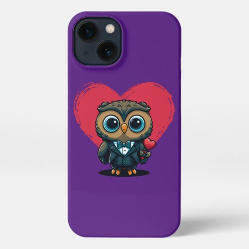 Valentines Day Romance with Adorable Owl Groom iPhone 13 Case