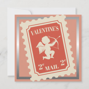 Valentine's Day Romantic .2 cent cupid Stamp Holiday Card