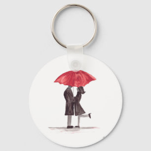 Valentine's day romantic couple with red umbrella keychain