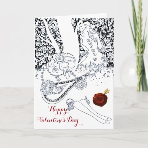 VALENTINES DAY ROMANTIC LOVERS RED WAX SEAL HEART HOLIDAY CARD